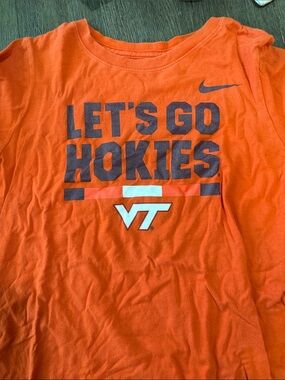 Nike Orange and Navy 'LET'S GO HOKIES' Graphic Tee